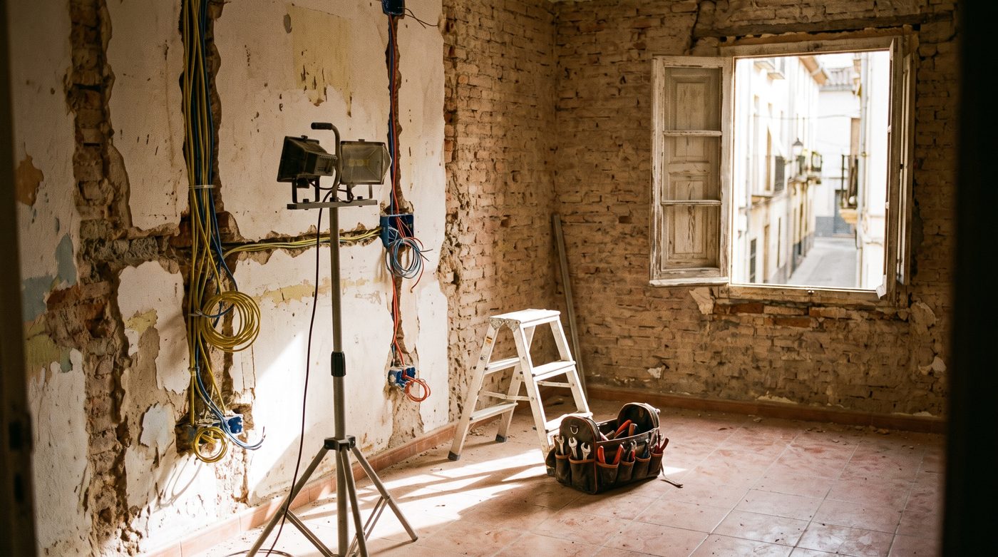 Vivienda en obra con la nueva instalación eléctrica